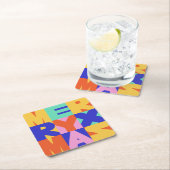 メリークリスマスはっきりしたタイポグラフィ スクエアペーパーコースター (インサイチュ)