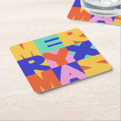 メリークリスマスはっきりしたタイポグラフィ スクエアペーパーコースター (アングル)