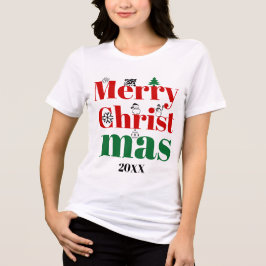 メリークリスマスはっきりしたタイポグラフィ、ヴィンテージ要素 トライブレンドTシャツ
