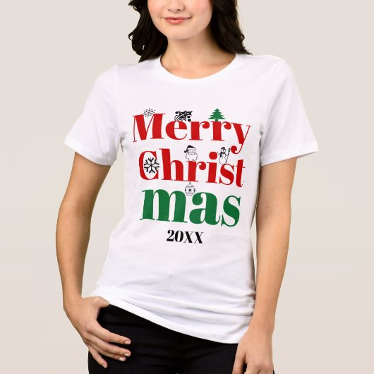 メリークリスマスはっきりしたタイポグラフィ、ヴィンテージ要素 トライブレンドTシャツ (正面)