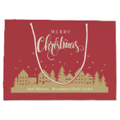 メリークリスマスはっきりしたレッドレトロ | 不動産仲介業者モダン ラージペーパーバッグ (裏面)