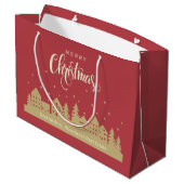 メリークリスマスはっきりしたレッドレトロ | 不動産仲介業者モダン ラージペーパーバッグ (裏面アングル)