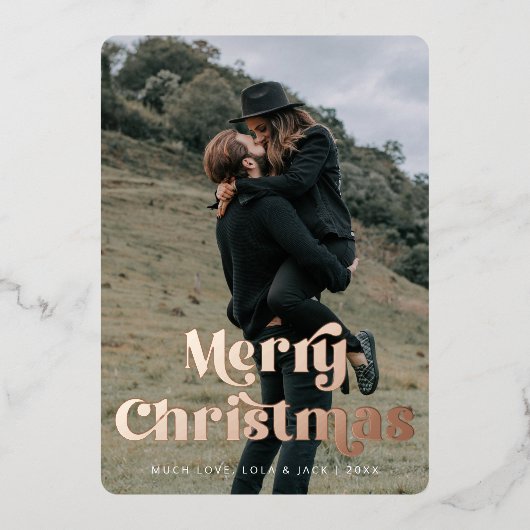 メリークリスマスはっきりしたヴィンテージフォント 箔シーズンカード (正面)