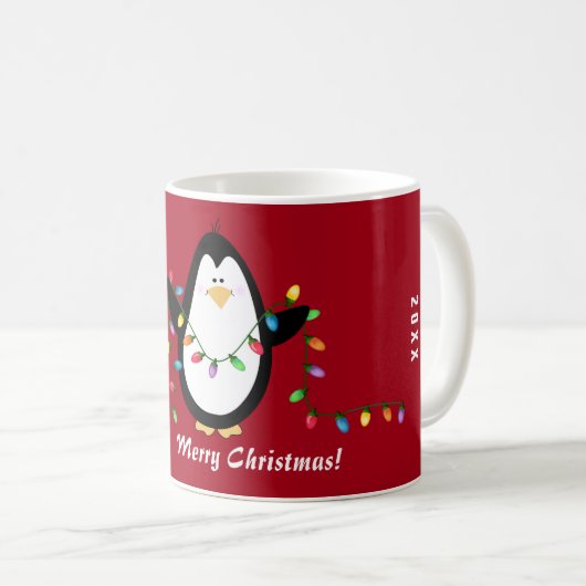 メリークリスマスはペンギンのマグをつけます コーヒーマグカップ (正面右)