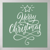 メリークリスマスは白と緑を引用した ポスター (正面)