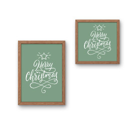 メリークリスマスは白と緑を引用した ポスター