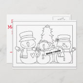 メリークリスマスは着色します私をカード(雪だるま) シーズンポストカード (正面/裏面)