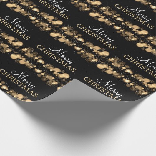 メリークリスマスは雪片の輝きの金ゴールドをつけます ラッピングペーパー (角)