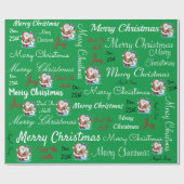 メリークリスマスまたはDIYハッピーホリデーズグリーンホワイト ラッピングペーパー (フラット)