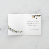 メリークリスマスまばらなトウヒの木とオーナメント シーズンカード (内部)