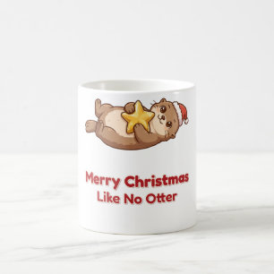 メリークリスマスみたいなカワウソの星マグカップ コーヒーマグカップ