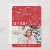 メリークリスマスもつれ込んで散らかった妖精のライト写真 シーズンカード (正面)