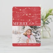 メリークリスマスもつれ込んで散らかった妖精のライト写真 シーズンカード (スタンド正面)