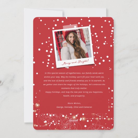 メリークリスマスもつれ込んで散らかった妖精のライト写真 シーズンカード (裏面)