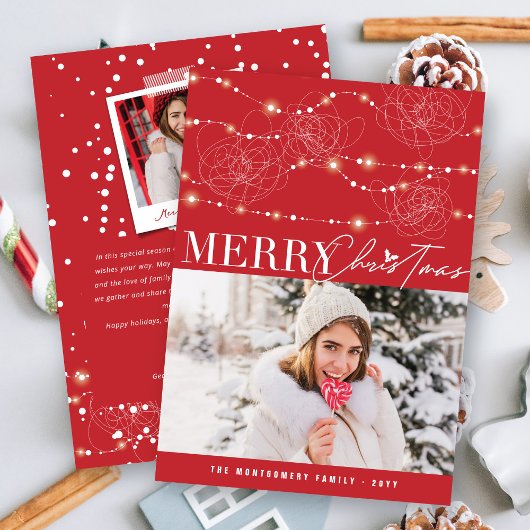 メリークリスマスもつれ込んで散らかった妖精のライト写真 シーズンカード