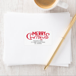 メリークリスマスよくはしゃぐタイポグラフィ差出人住所 ラベル