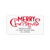 メリークリスマスよくはしゃぐタイポグラフィ差出人住所 ラベル (正面)