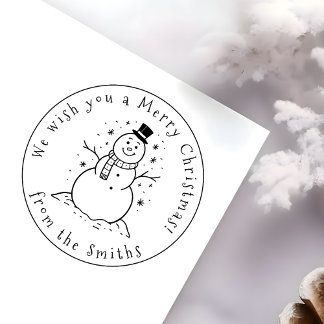 メリークリスマスをあなたに 帽子をかぶったかわいい雪だるま セルフインキングスタンプ