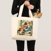 メリークリスマスを持っている子供の読本 ラージトートバッグ (正面(商品))