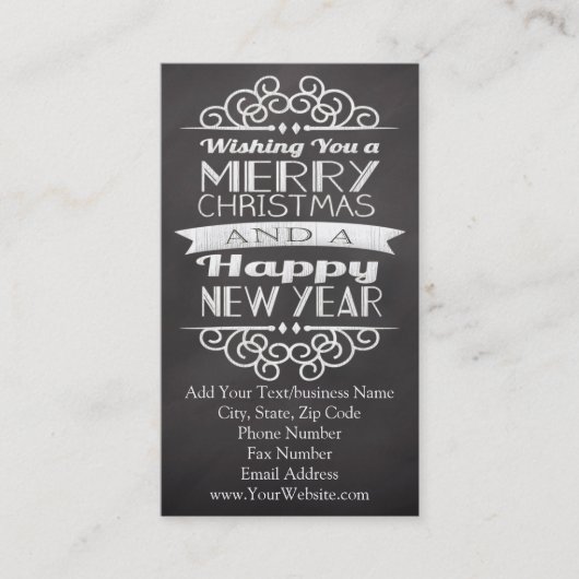 メリークリスマスを望む黒板 名刺 (正面)