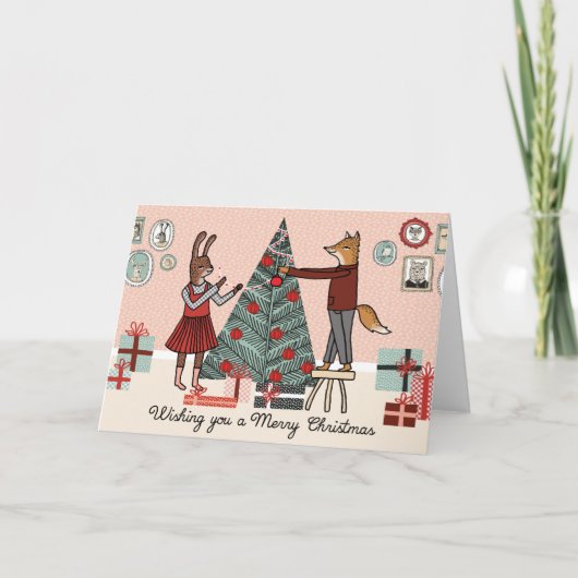 メリークリスマスを望んで-木を飾って下さい シーズンカード (正面)