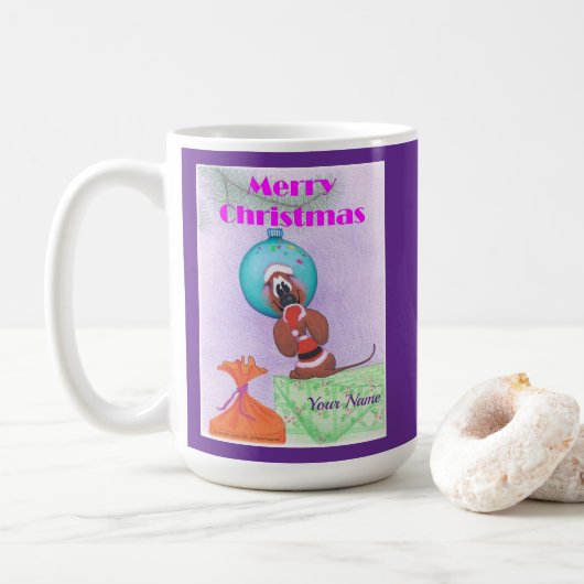 メリークリスマスを願うクリスマスマウス コーヒーマグカップ (ドーナツ)