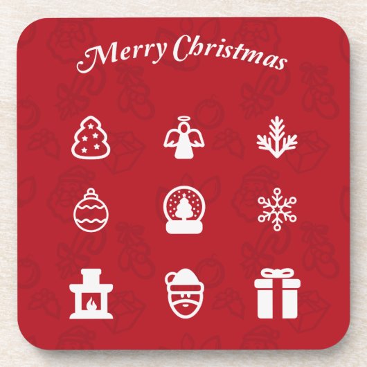 メリークリスマスアイコン人気があるセット コースター (正面)