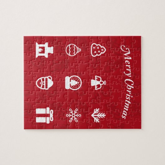 メリークリスマスアイコン人気があるセット ジグソーパズル (横)