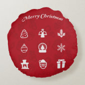 メリークリスマスアイコン人気があるセット ラウンドクッション (裏面)