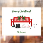 メリークリスマスアイススケート家族の窓ドア風 ウィンドウサイン (シート2)