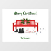 メリークリスマスアイススケート家族の窓ドア風 ウィンドウサイン (シート)