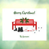 メリークリスマスアイススケート家族の窓ドア風 ウィンドウサイン (シート3)