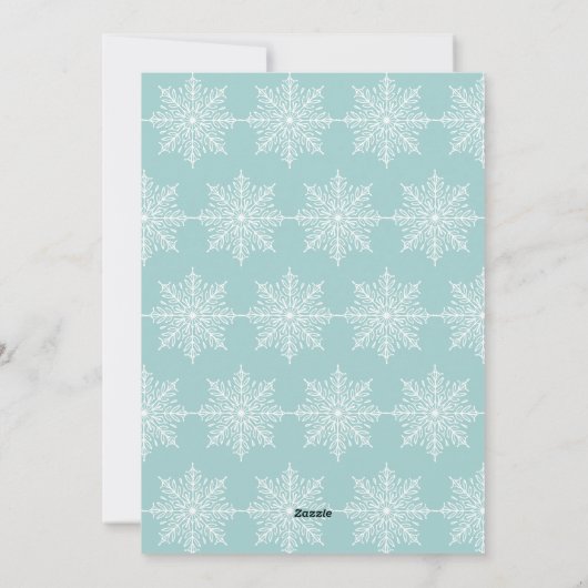 メリークリスマスアイスブルー&スノーパーソナライズされたフォト シーズンカード (裏面)