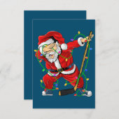 メリークリスマスアイスホッケーサンタを食べる サンキューカード (正面/裏面)