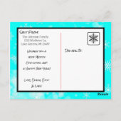 メリークリスマスアクアスノーフレークスファミリーフォトカード ポストカード (裏面)