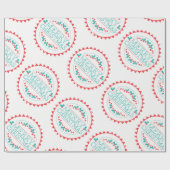 メリークリスマスアクア&レッドチョークスタンプタイポグラフィ ラッピングペーパー (フラット)