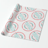 メリークリスマスアクア&レッドチョークスタンプタイポグラフィ ラッピングペーパー (アンロールド)