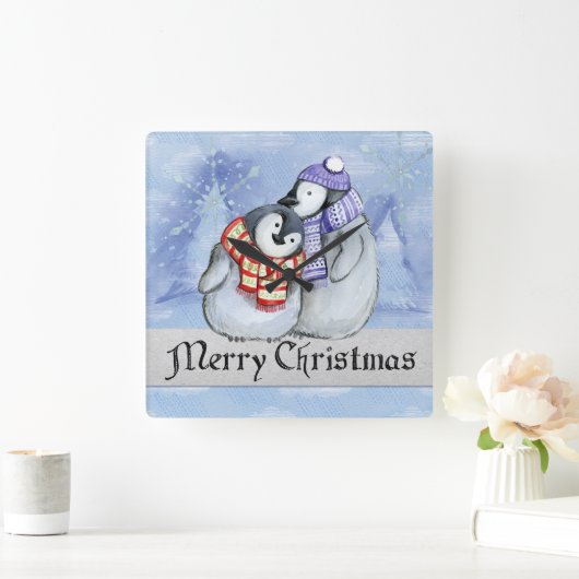 メリークリスマスアクリル時計 スクエア壁時計 (ホーム)