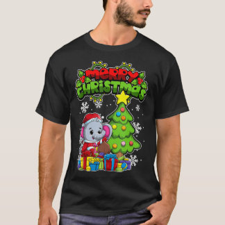メリークリスマスアニマルクリスマスゾウ Tシャツ