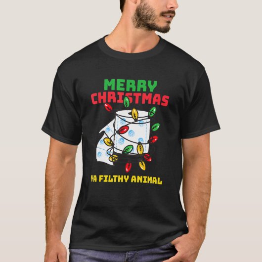 メリークリスマスアニマルフィルシーヤトイレ紙 Tシャツ (正面)