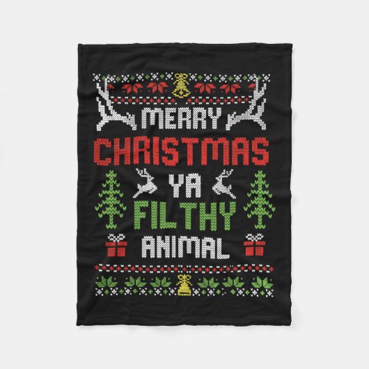 メリークリスマスアニマルフィルシー屋 フリースブランケット (正面)