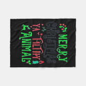 メリークリスマスアニマルフィルシー雅クリスマスファミリーパジャム フリースブランケット (正面(横))