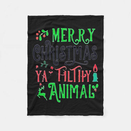 メリークリスマスアニマルフィルシー雅クリスマスファミリーパジャム フリースブランケット (正面)