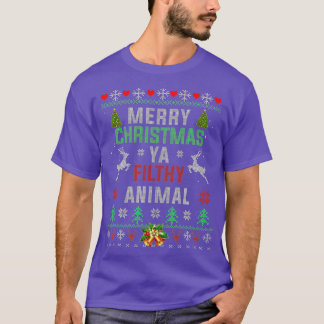 メリークリスマスアニマル汚いヤおもしろいクリスマスパジャム Tシャツ