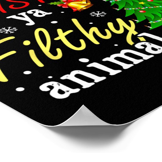 メリークリスマスアニマル汚いヤおもしろいクリスマスファミリー ポスター (角)