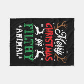 メリークリスマスアニマル汚いヤクリスマスパジャマ フリースブランケット (正面(横))