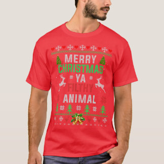 メリークリスマスアニマル汚いヤシャツおもしろいクリスマス Tシャツ