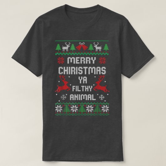 メリークリスマスアニマル汚いTシャツ Tシャツ (デザイン正面)