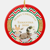 メリークリスマスアニマル顔マスク2020 カスタム年 セラミックオーナメント (裏面)