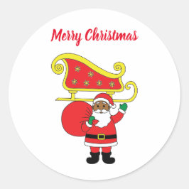 メリークリスマスアフリカンサンタクロース ラウンドシール